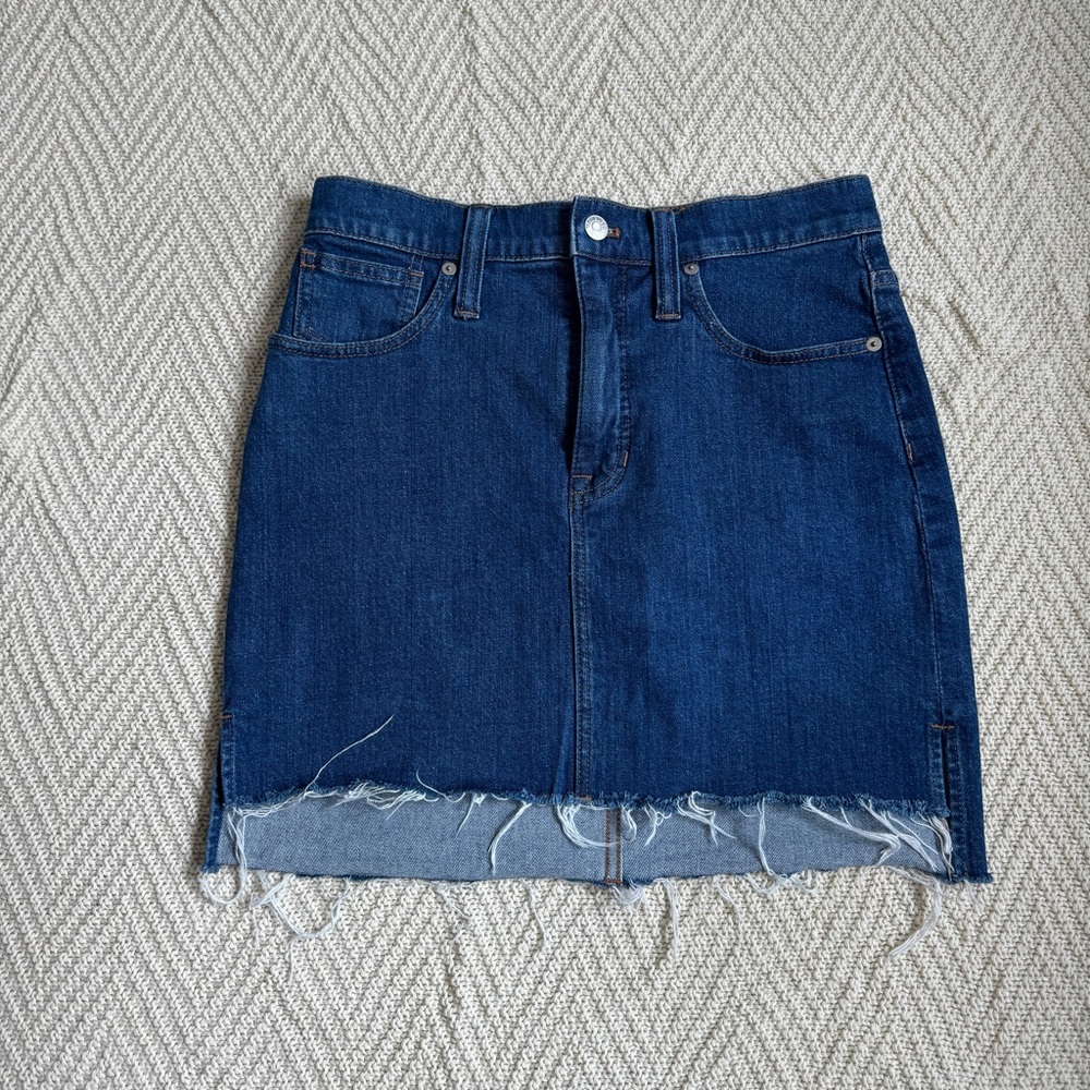 Madewell Stretch Denim Straight Mini Skirt: Step-Hem Edition- size 27